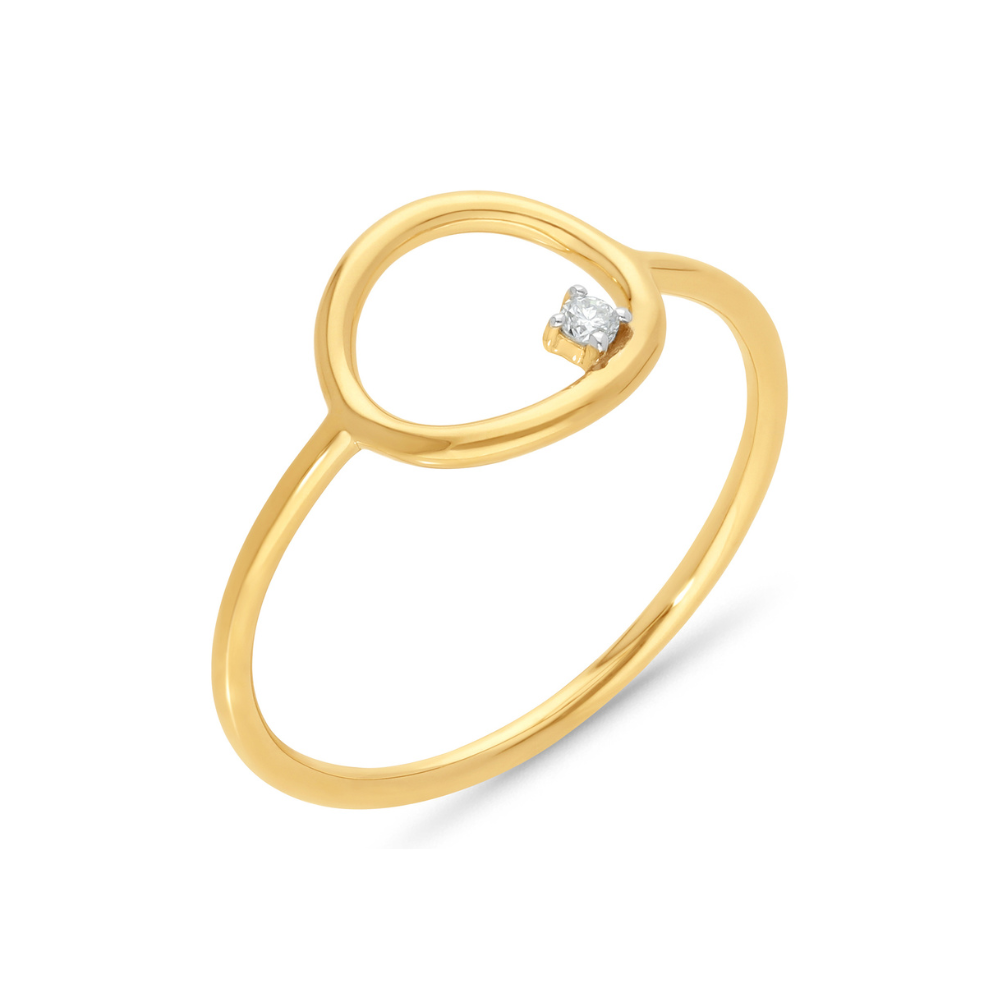 9k Yellow Gold Circle Diamond Ring