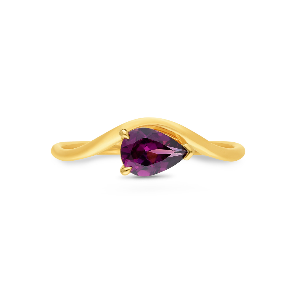 9k Yellow Gold Pear Rhodolite Garnet Ring