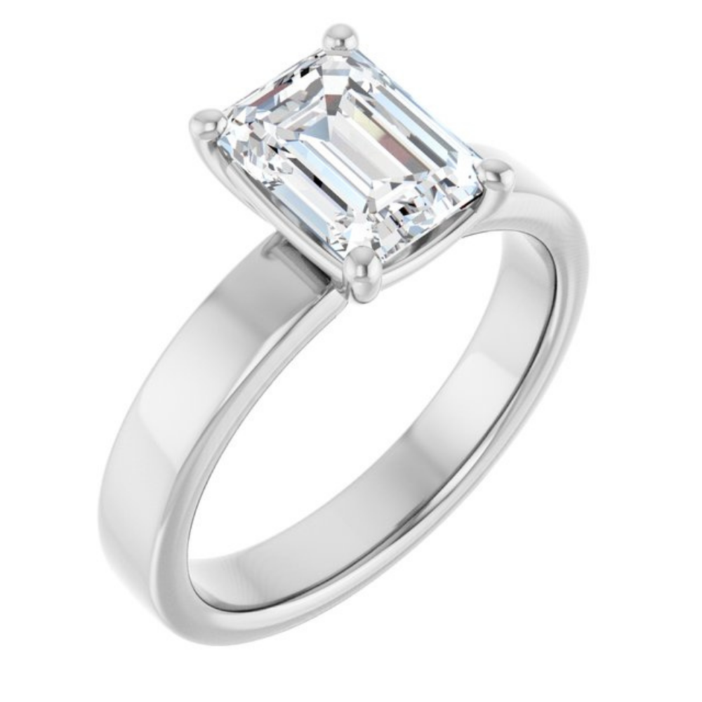 'Sylvie' Emerald Cut Wide Band Ring