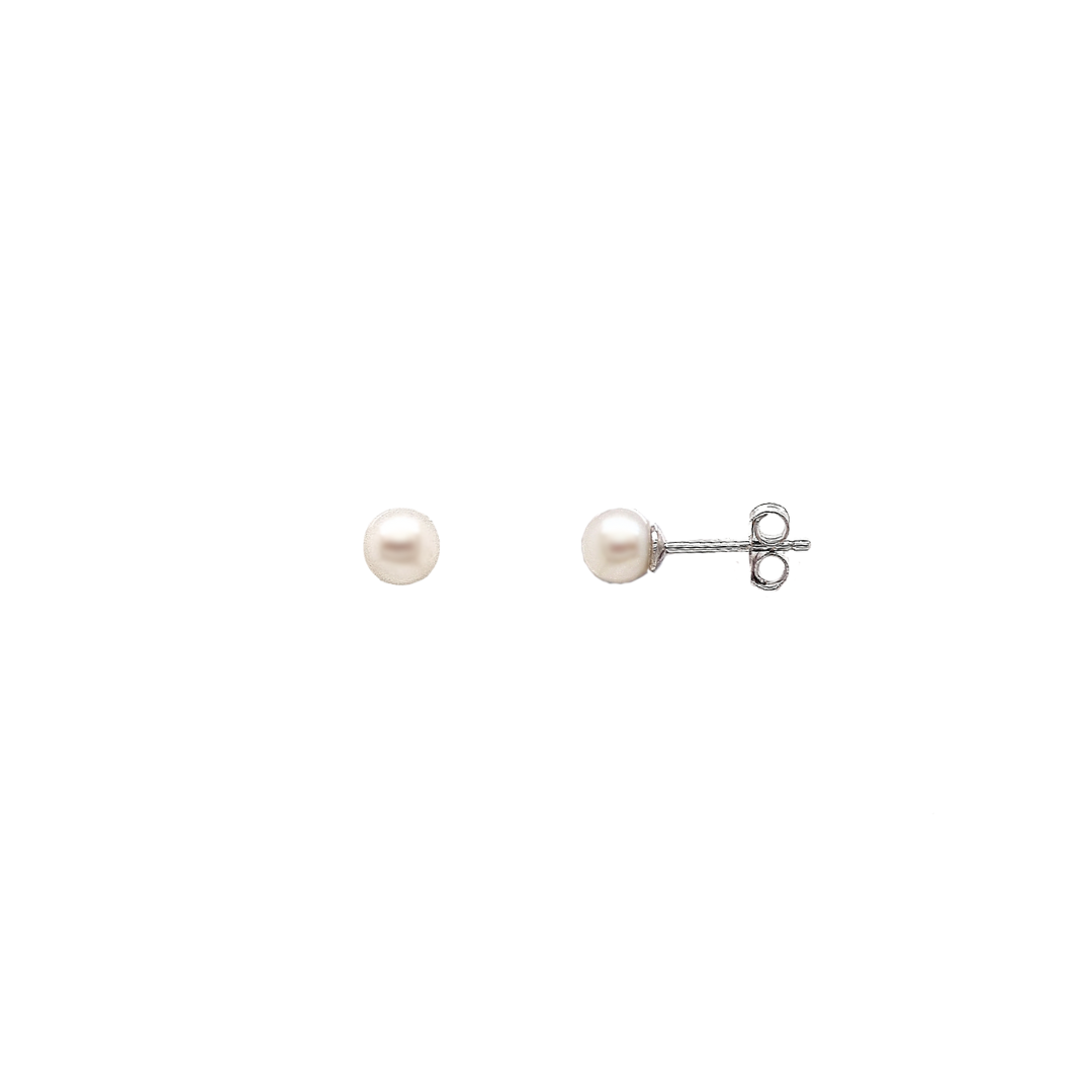 Sterling Silver 'Luna' 6mm Pearl Stud Earrings
