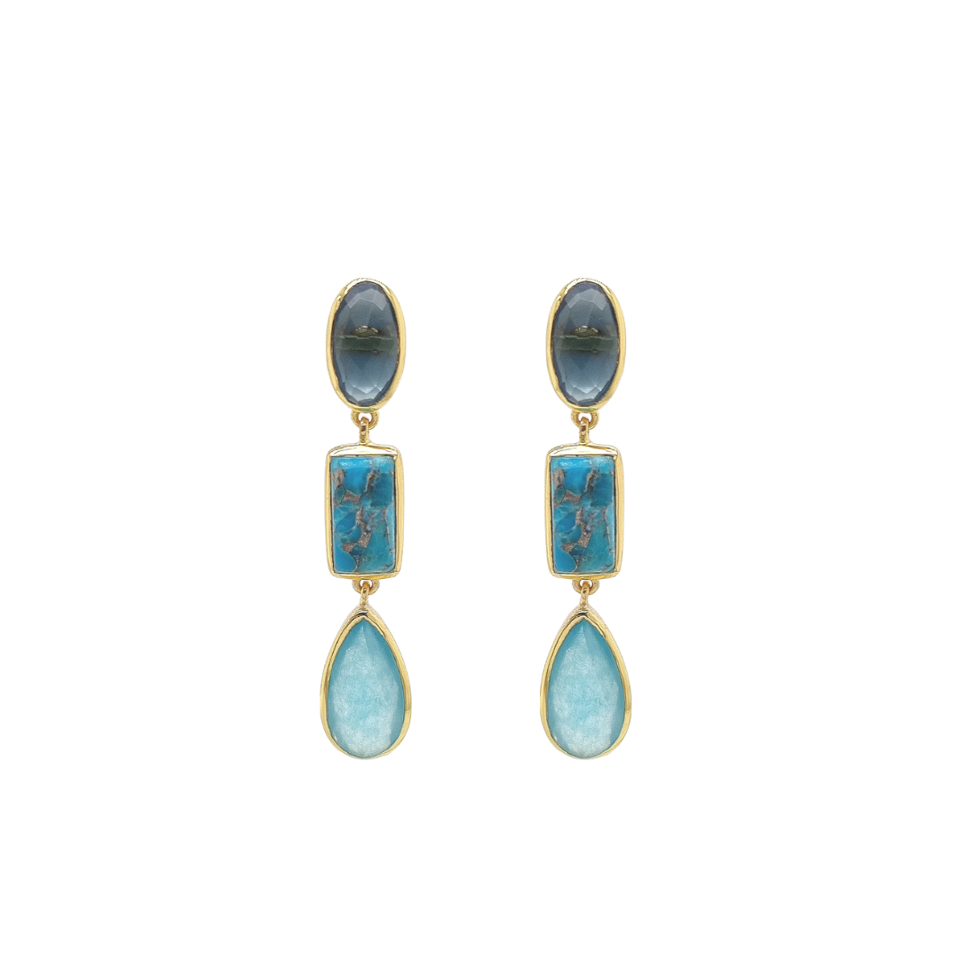 Gold Plated 'Despina' Mixed Chandelair Earrings