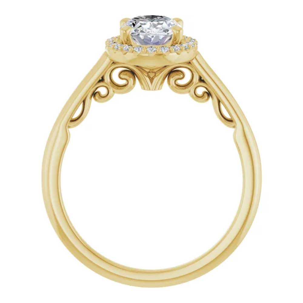 'Alena' Oval Halo Ring