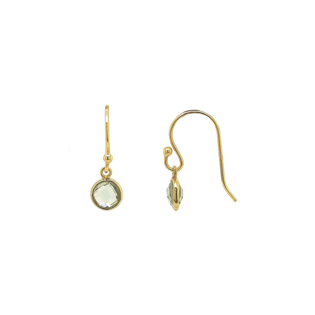Gold Plated 'Lysithea' Green Amethyst Earrings