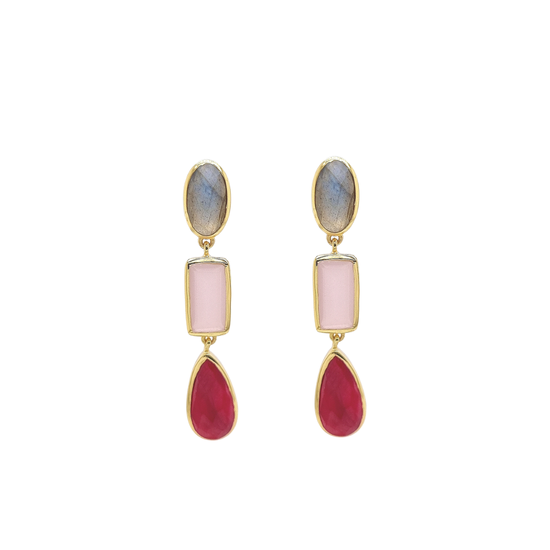 Gold Plated 'Despina' Mixed Chandelair Earrings