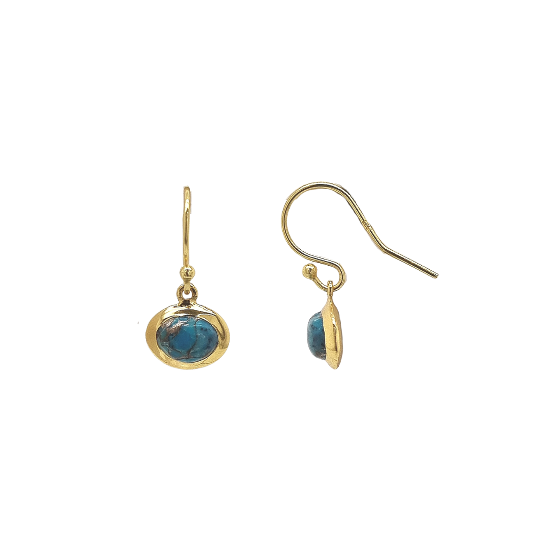 Gold Plated 'Leda' Sleeping Beauty Turquoise Earrings