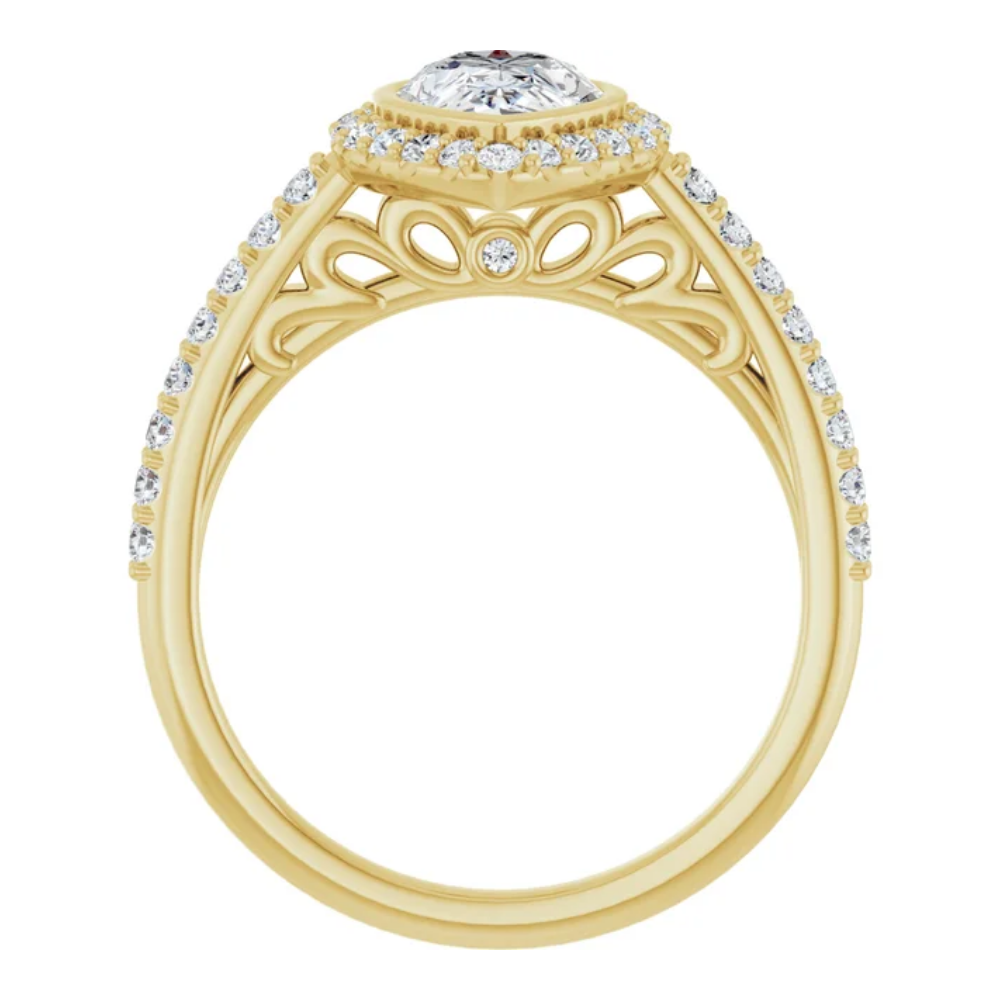 'Aurora' Pear Halo Ring
