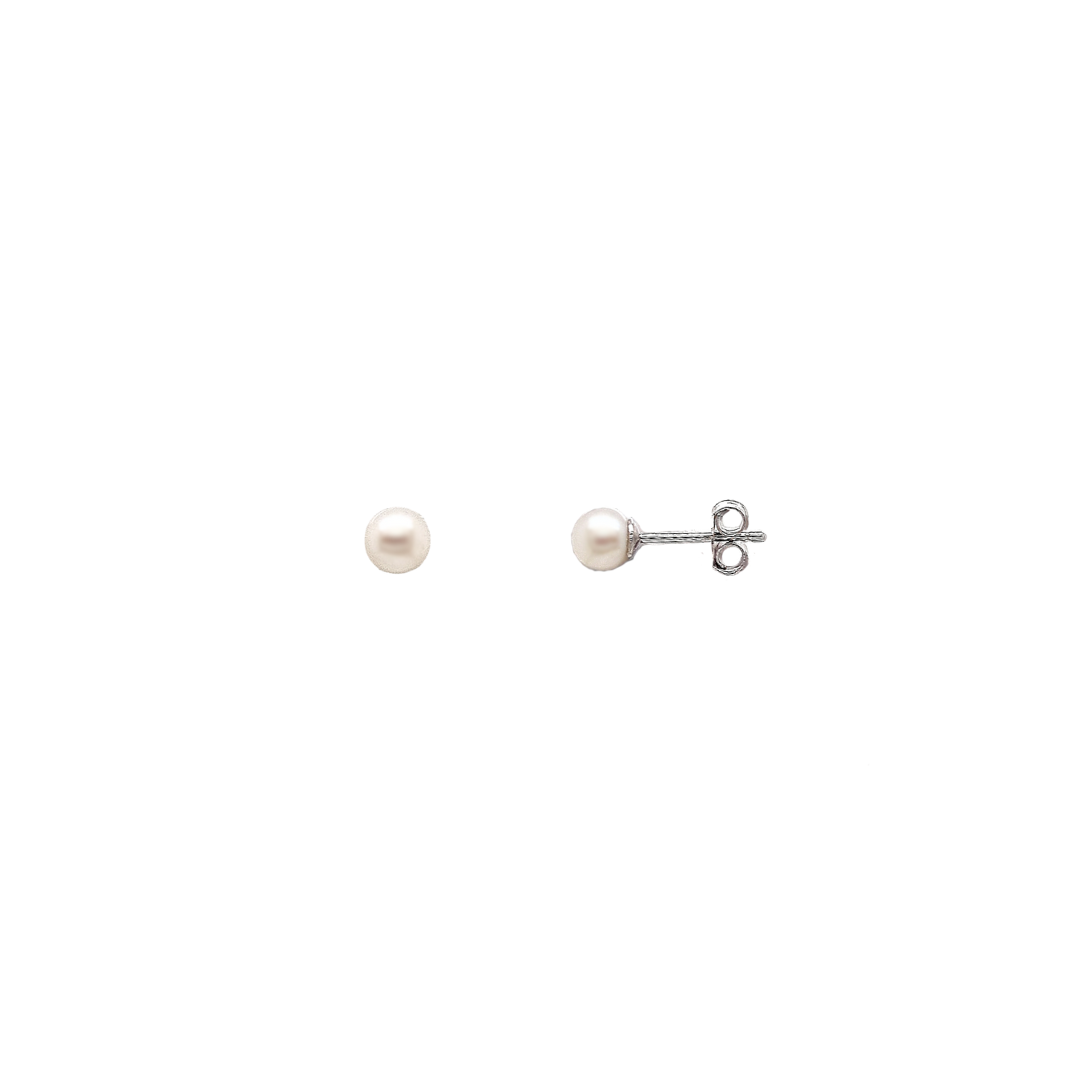 Sterling Silver 'Luna' 4mm Pearl Stud Earrings