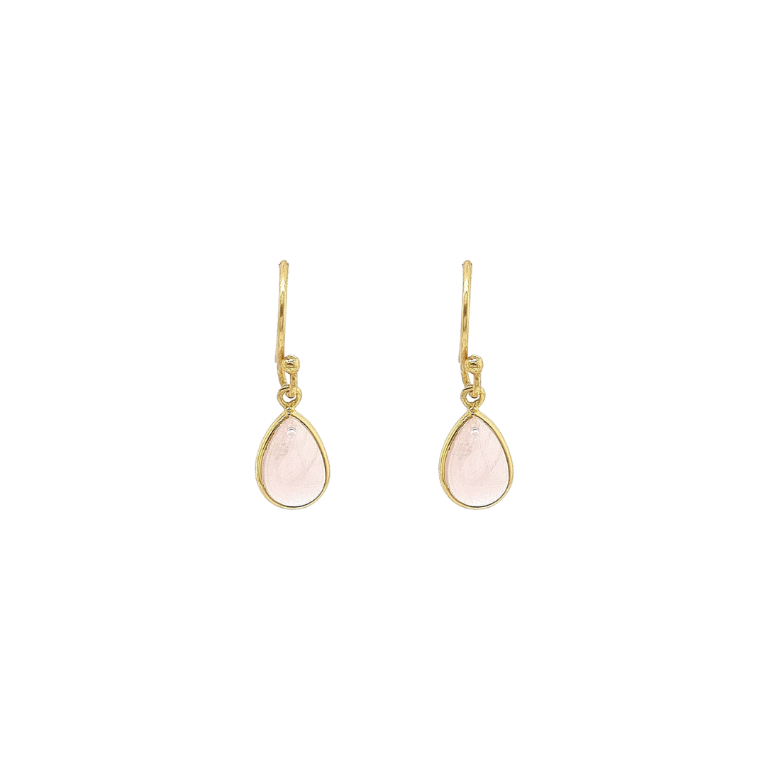 Gold Plated 'Europa' Rose Quartz Earrings