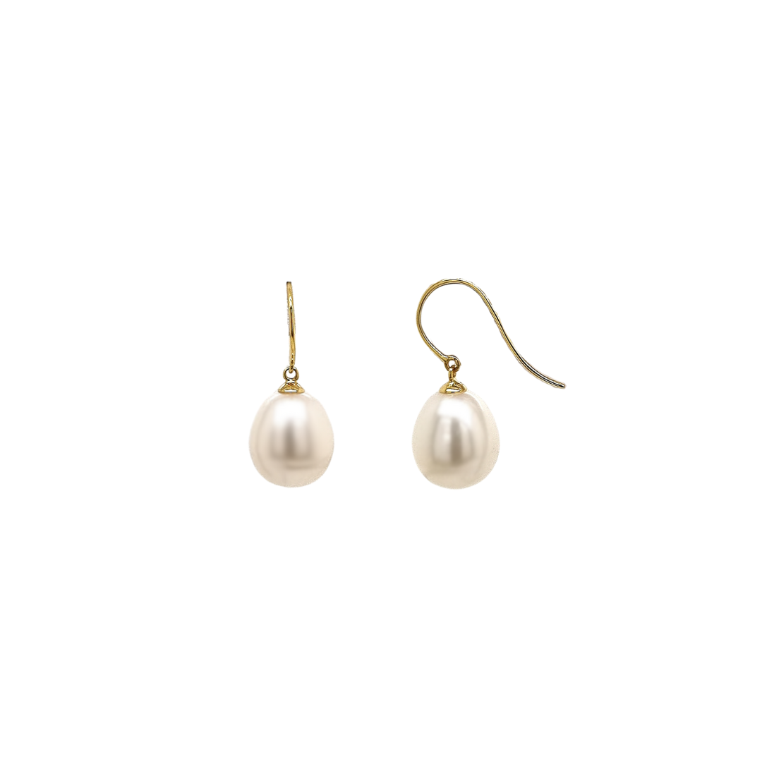 9ct Yellow Gold 'Whisper' Fresh Water Pearl Hook Earrings
