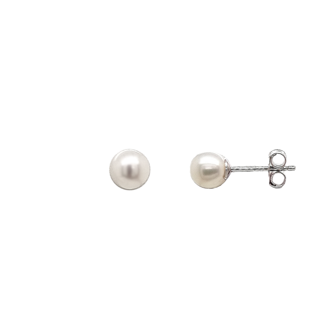 Sterling Silver 'Luna' 10mm Pearl Stud Earrings