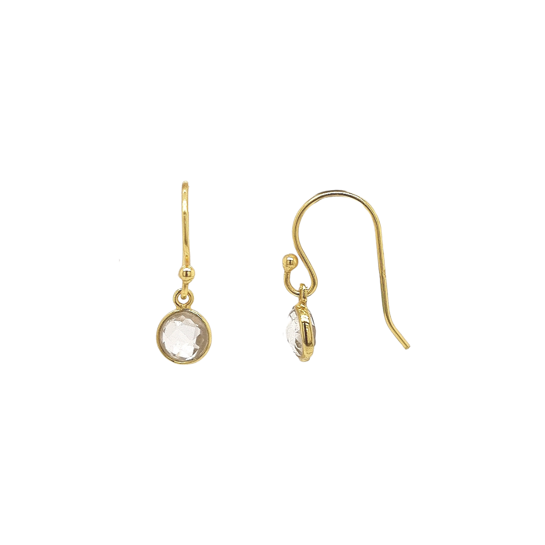 Gold Plated 'Lysithea' Clear Quartz Earrings