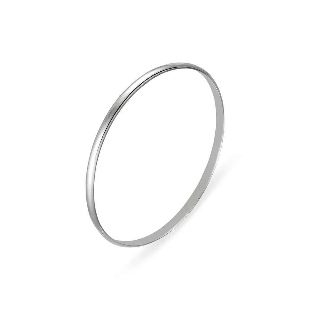 Sterling Silver 4mm Half Round Solid Bangle