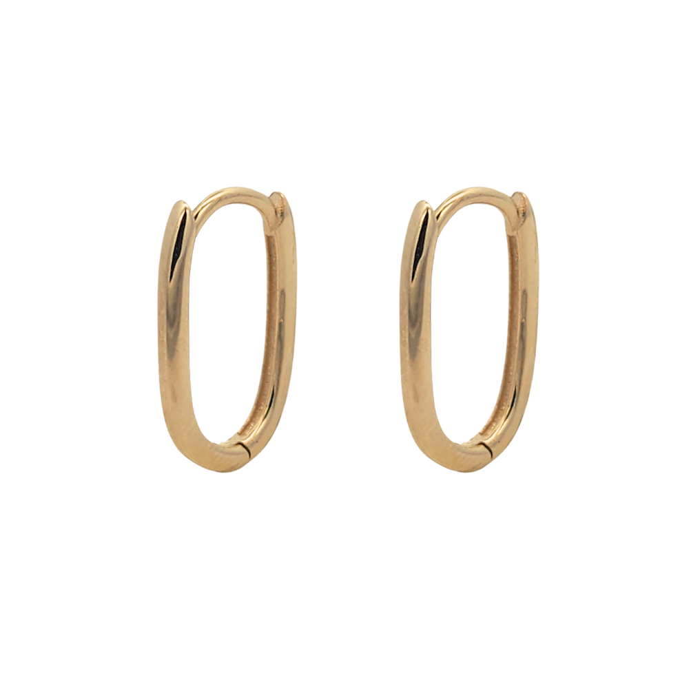 9k Yellow Gold & Enamel Slim Paperclip Hoop Earrings