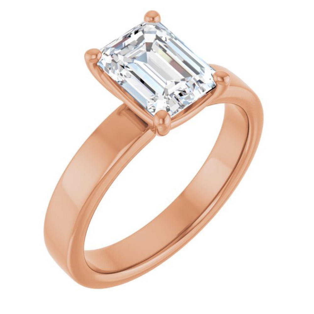 'Sylvie' Emerald Cut Wide Band Ring