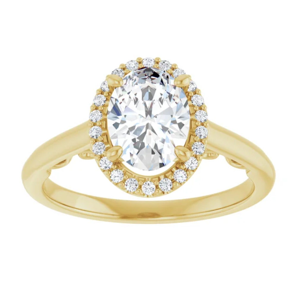 'Alena' Oval Halo Ring