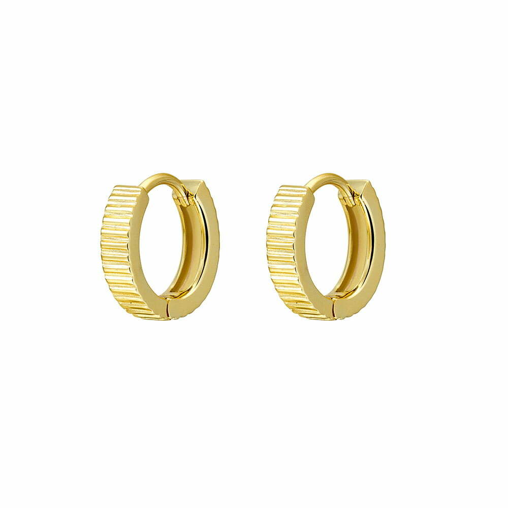 Gold Plated Fine Ridged Flat Hoops