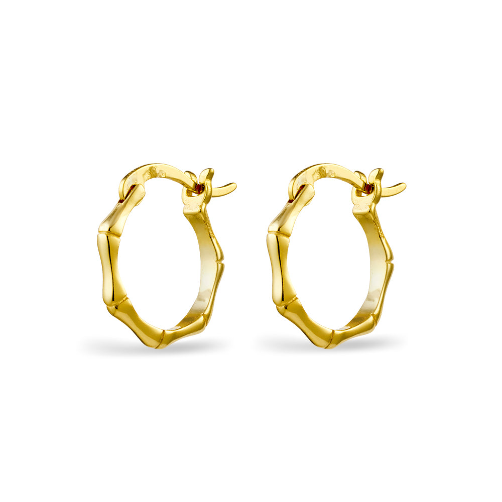 Gold Plated Minimalist Bamboo Open Hoops