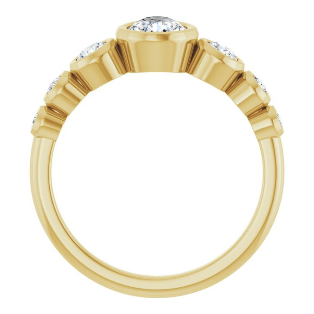 'Liora' Bezel Pear & Round RIng