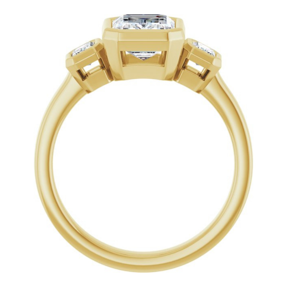 'Elara' Bezel Emerald Trilogy Ring