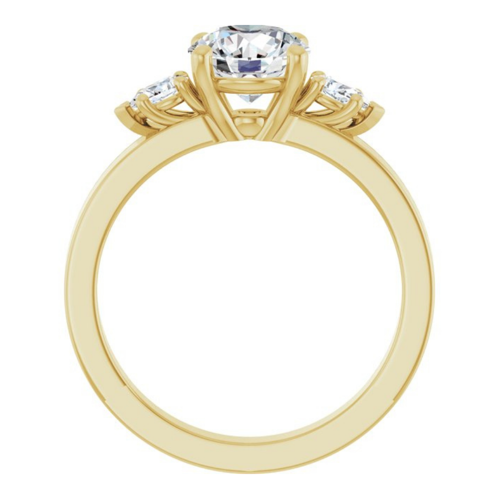 'Dahlia' Round & Pear Wide Band Trilogy Ring
