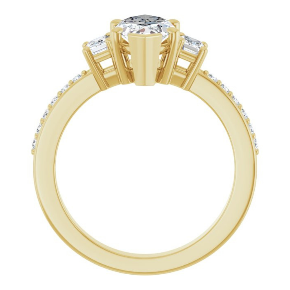 'Delphine' Marquise & Pear Side Stone Ring