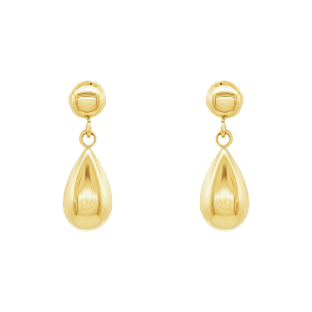 9k Yellow Gold Teardrop Drop Earrings