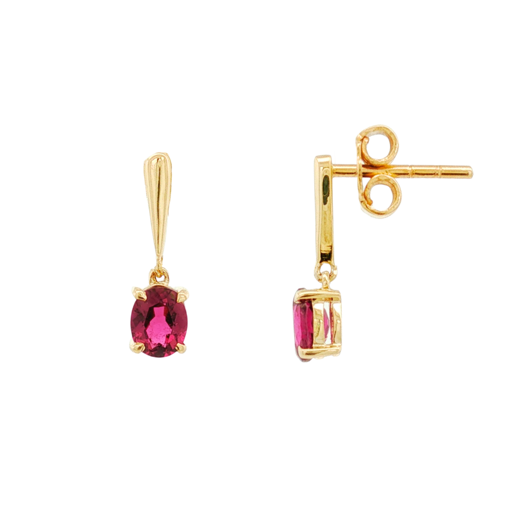 9k Yellow Gold Rhodalite Garnet Earrings