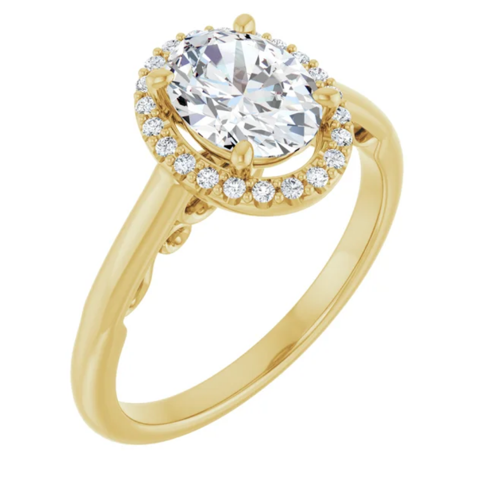 'Alena' Oval Halo Ring