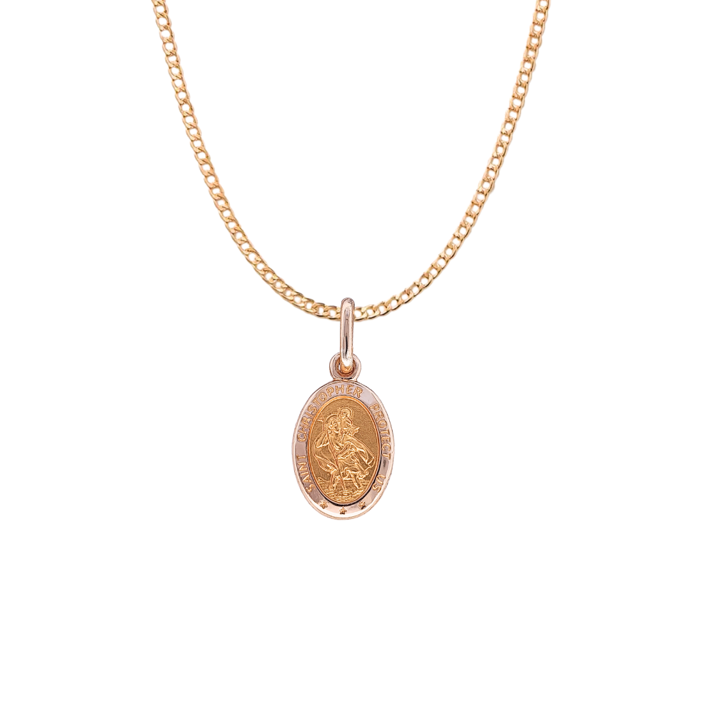 9k Yellow Gold Oval St Christopher Pendant