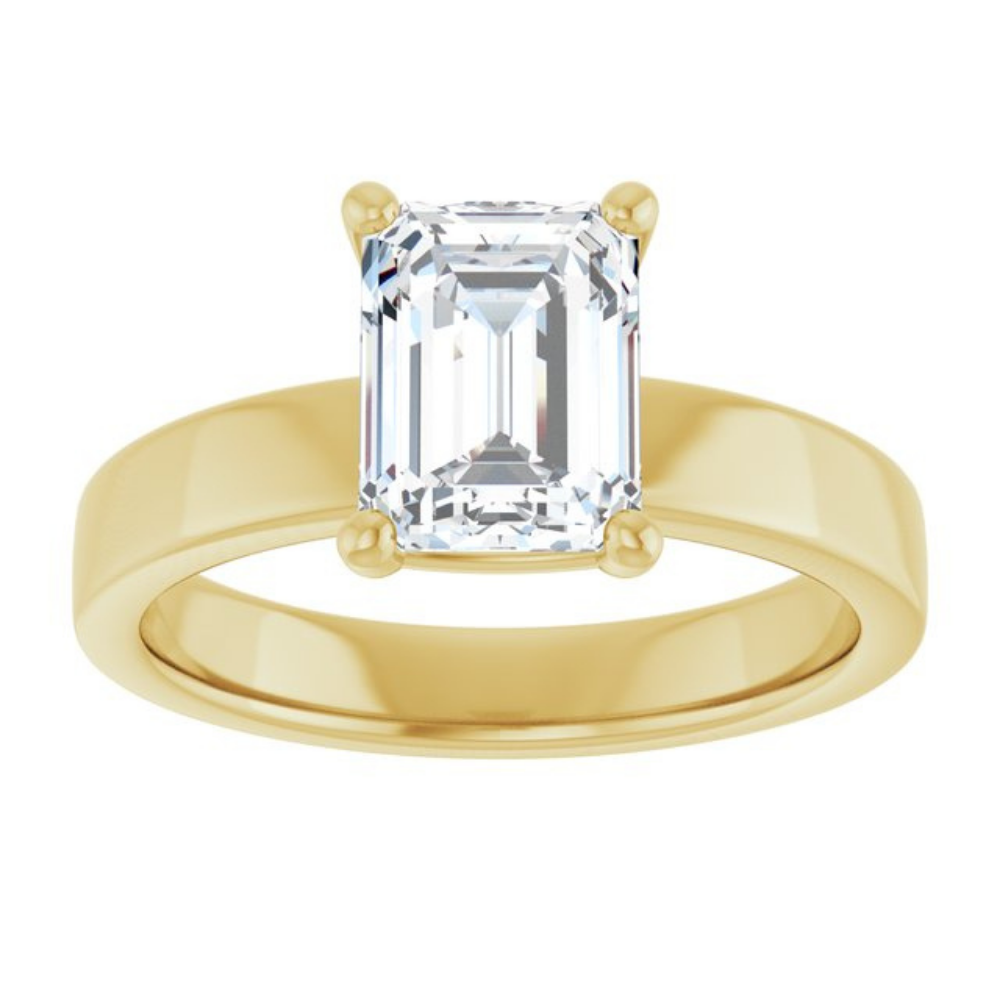 'Sylvie' Emerald Cut Wide Band Ring