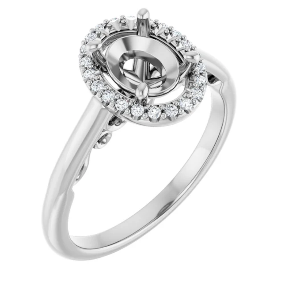 'Alena' Oval Halo Ring
