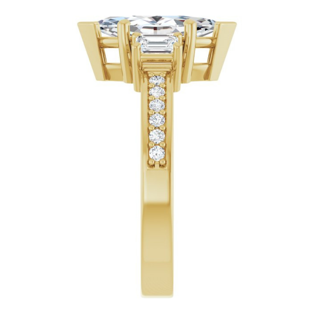 'Delphine' Marquise & Pear Side Stone Ring