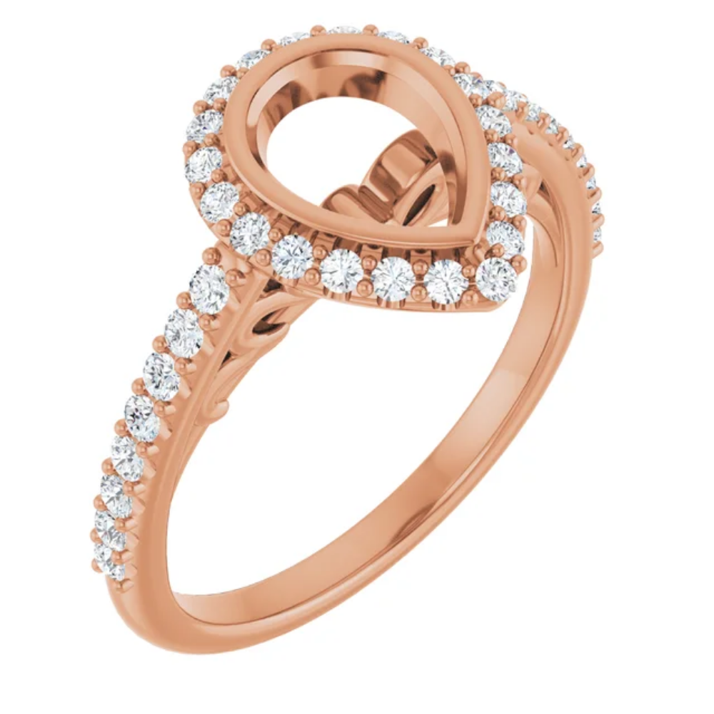 'Aurora' Pear Halo Ring