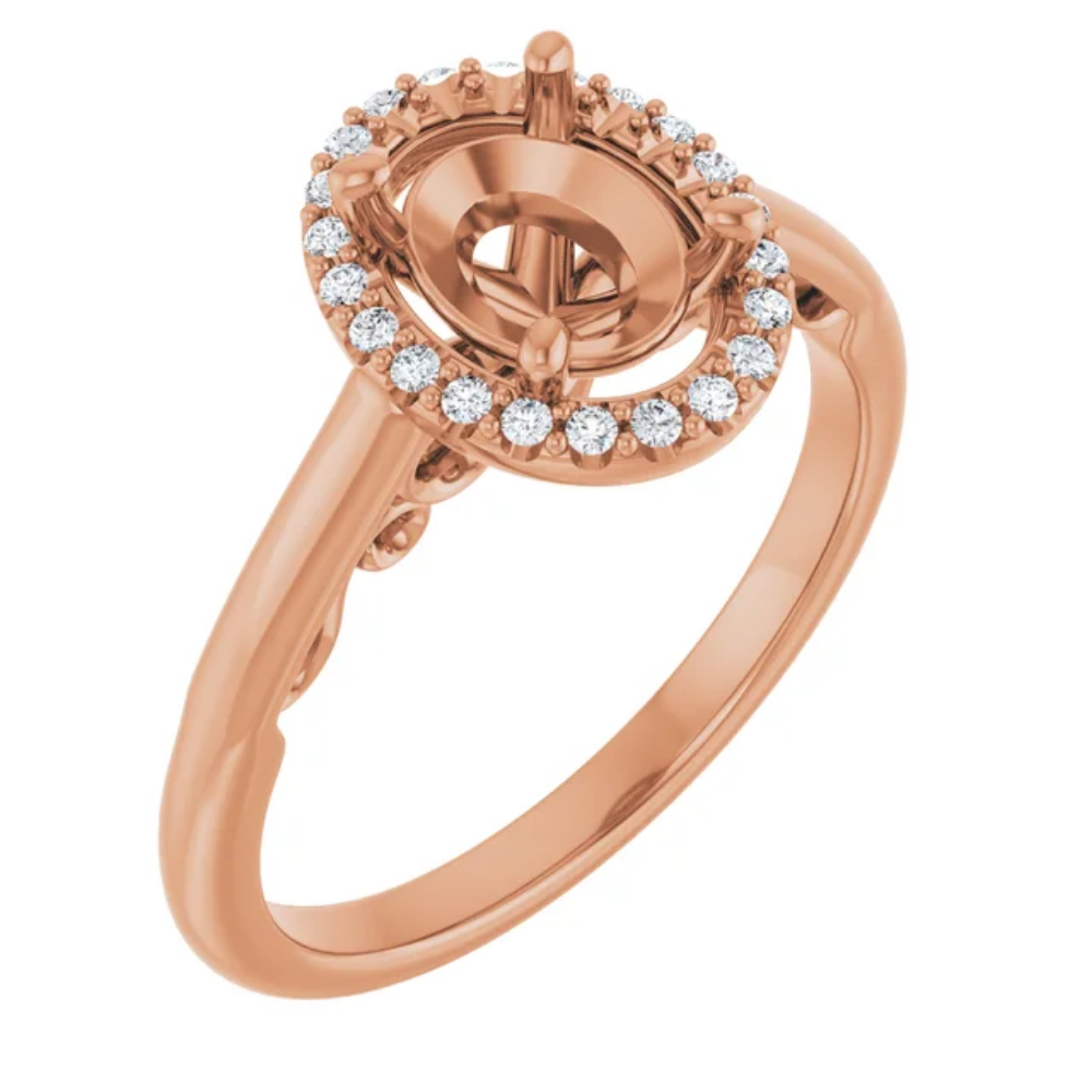 'Alena' Oval Halo Ring