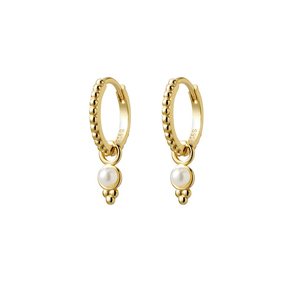 Gold Plated 'Azure' Beaded Hoop Earrings