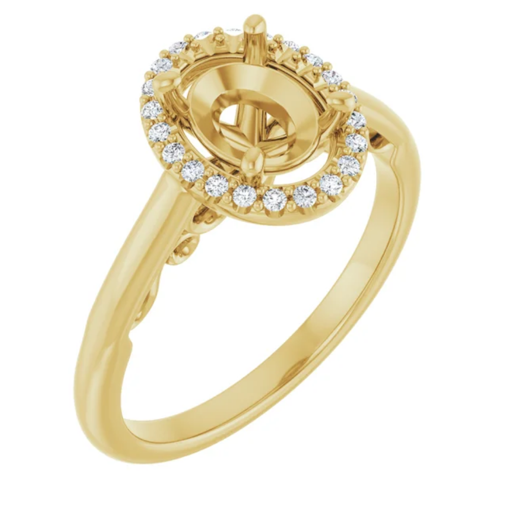 'Alena' Oval Halo Ring