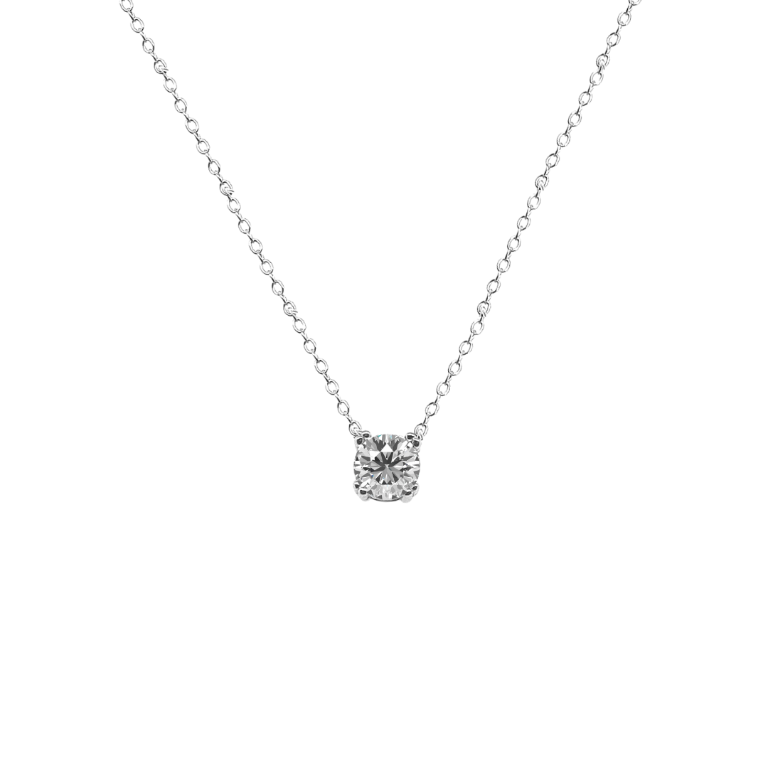 Sterling Silver 'Simplicity' CZ Solitaire Necklace
