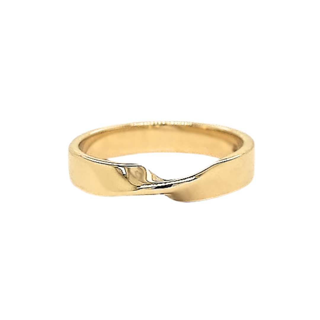 9k Yellow Gold 'Mobius' Twisted Ribbon Ring
