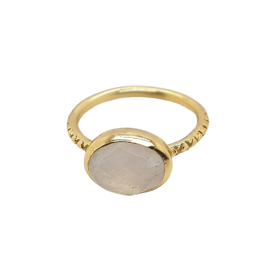 Gold Plated 'Carme' Moonstone Bezel Ring