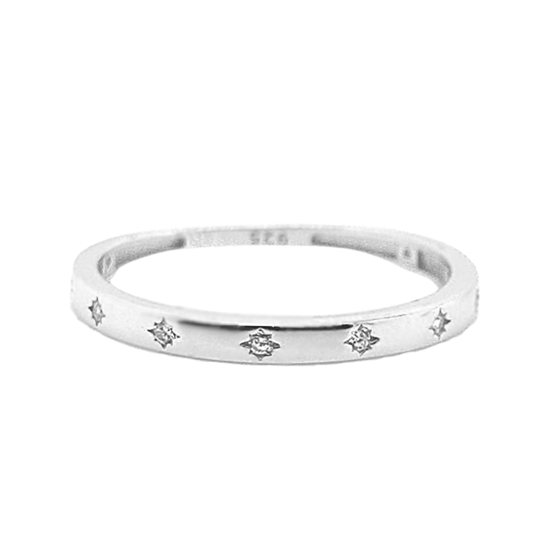 Sterling Silver 'Celestial' Star Set CZ Ring