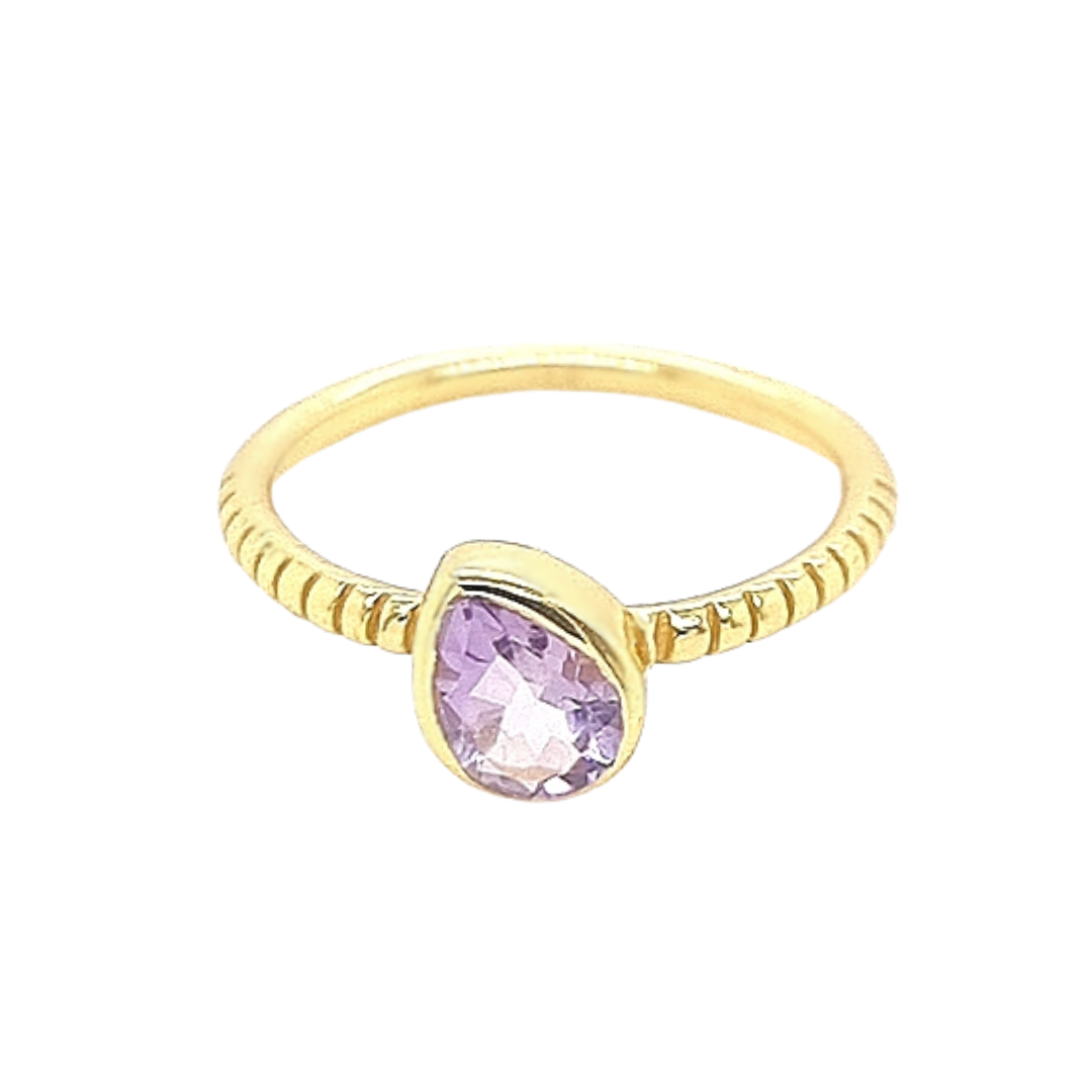 Gold Plated 'Metis' Amethyst Bezel Ring