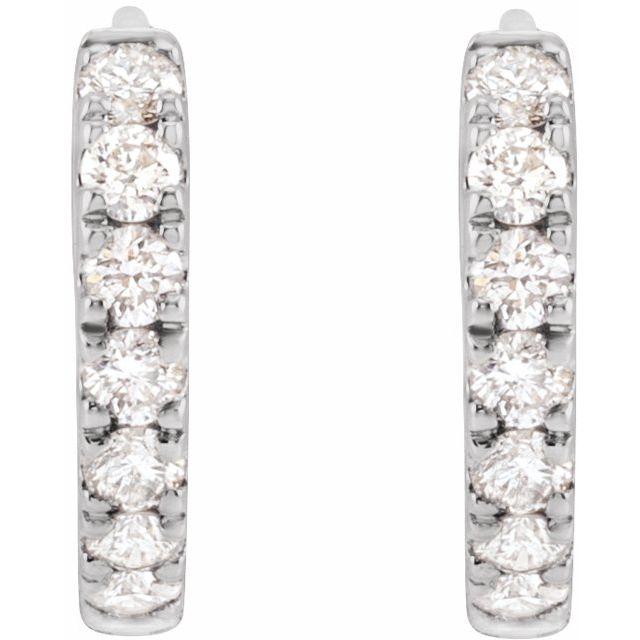 14K White Gold Lab Diamond Hoop Earrings
