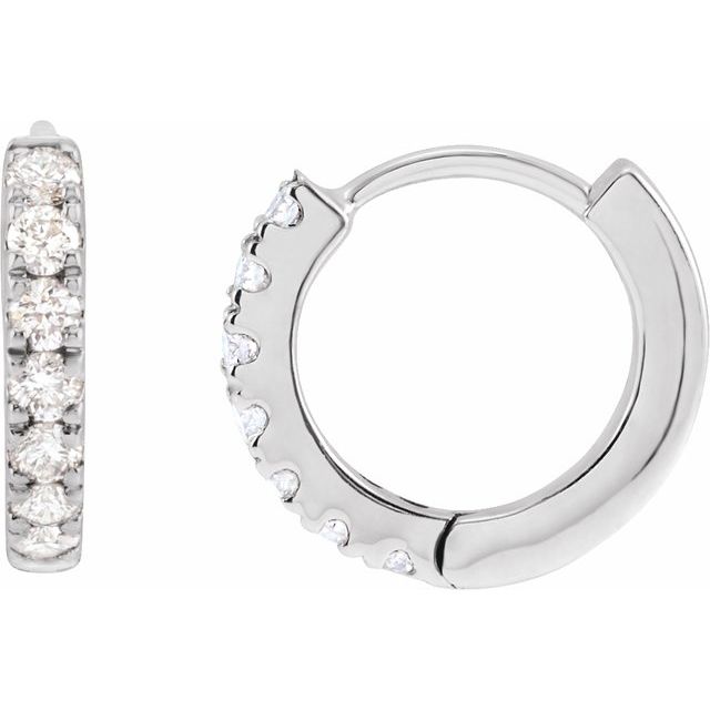 14K White Gold Lab Diamond Hoop Earrings
