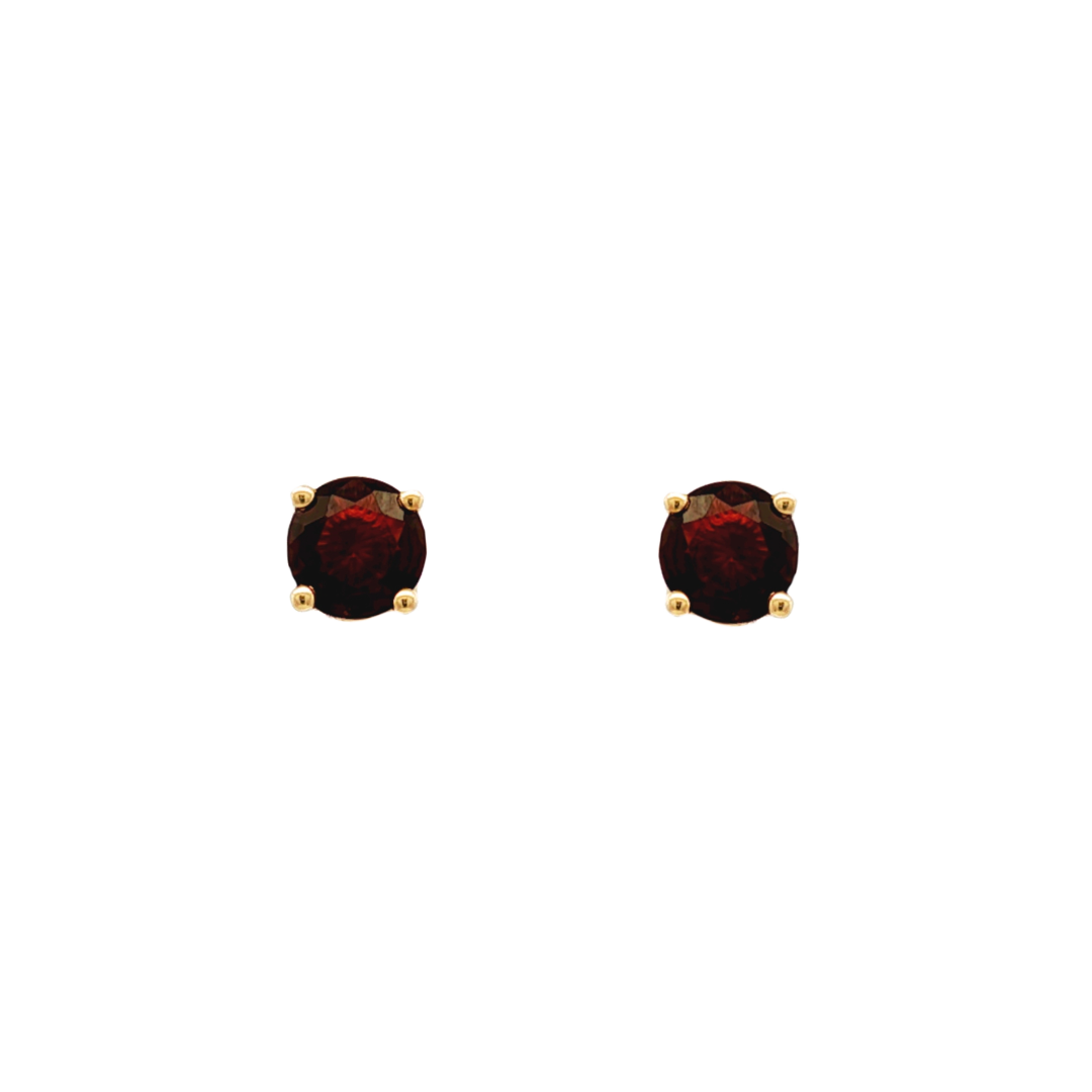 9k Yellow Gold 5mm Garnet Stud Earrings