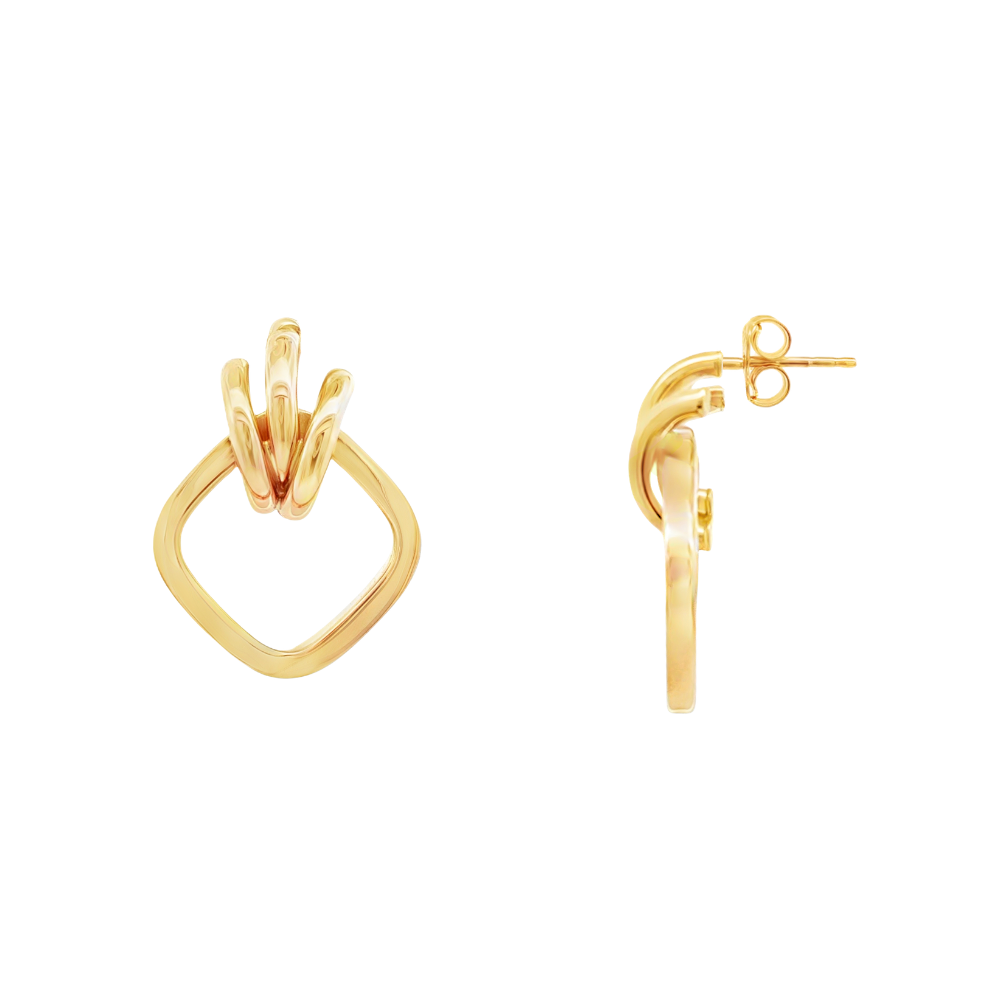 9k Yellow Gold 3 Bar Diamond Shaped Earrings