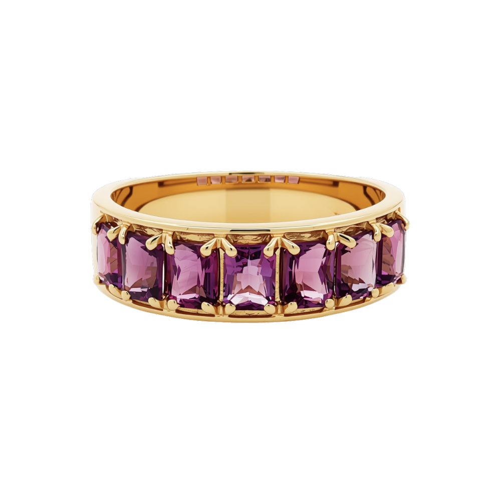 9k Yellow Gold Amethyst Band