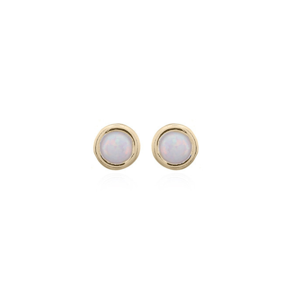 Gold Plated White Opalite Studs