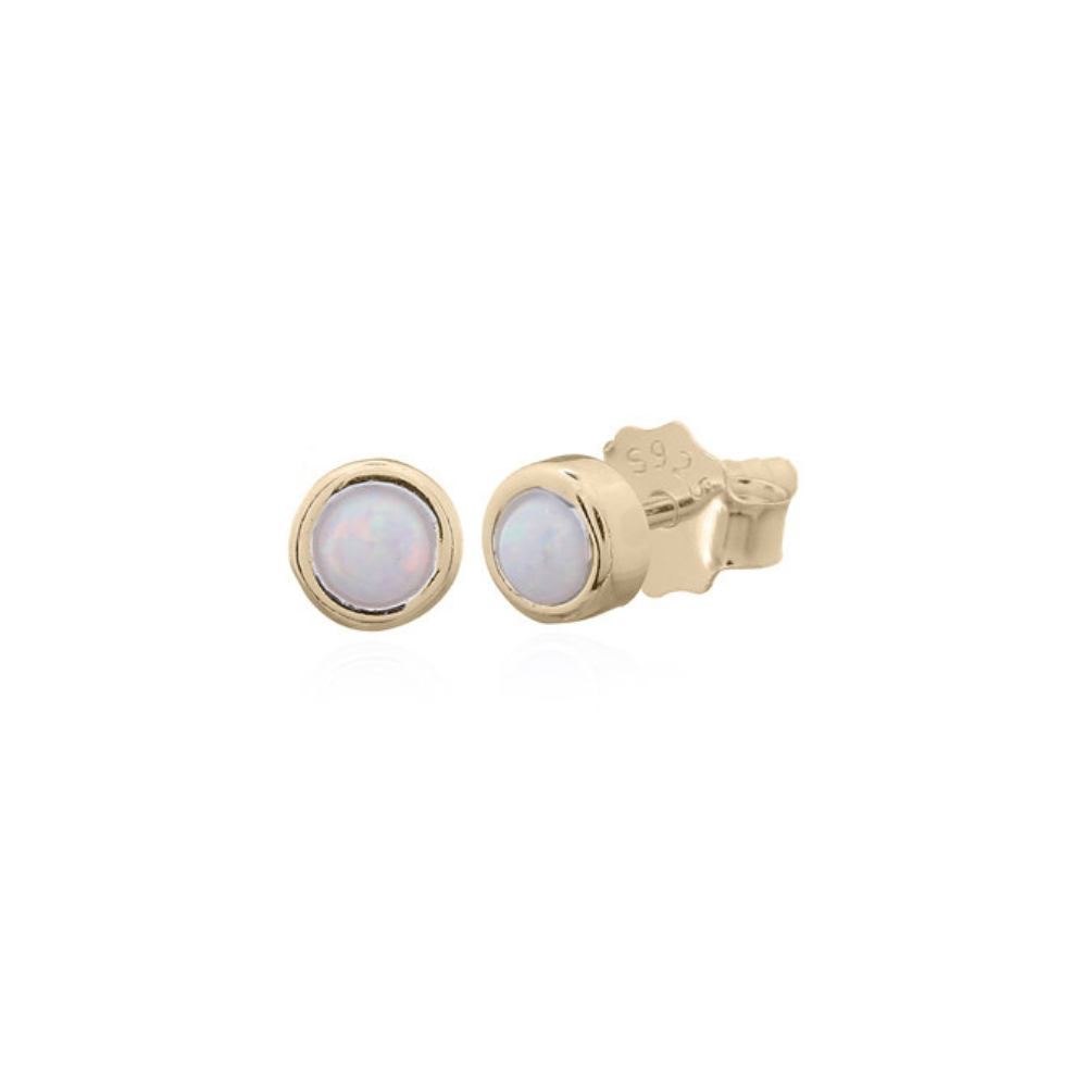Gold Plated White Opalite Studs