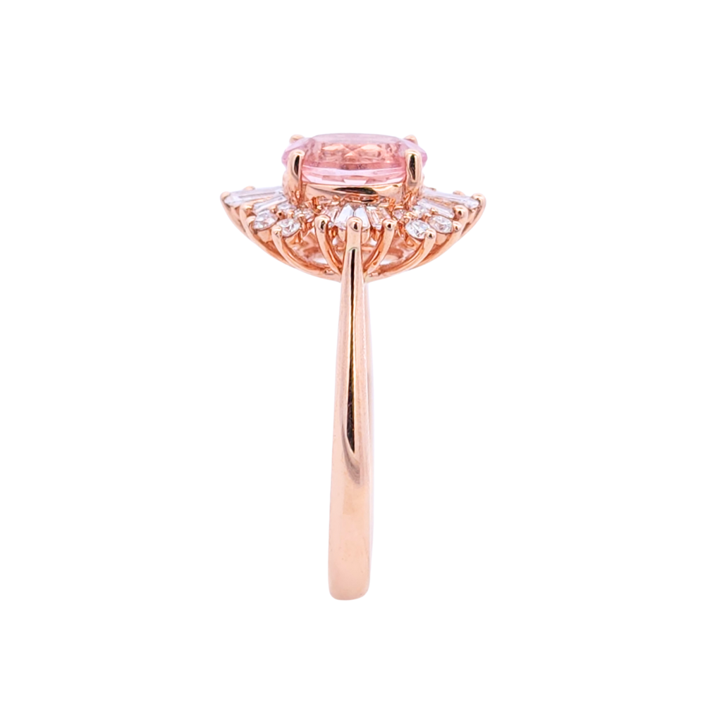 18k Rose Gold Morganite & Diamond Modern Ballerina Ring
