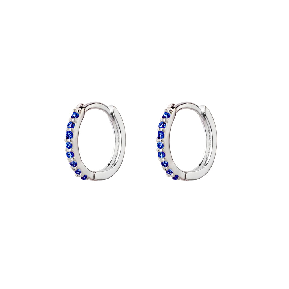 Sterling Silver Huggies with Sapphire CZ